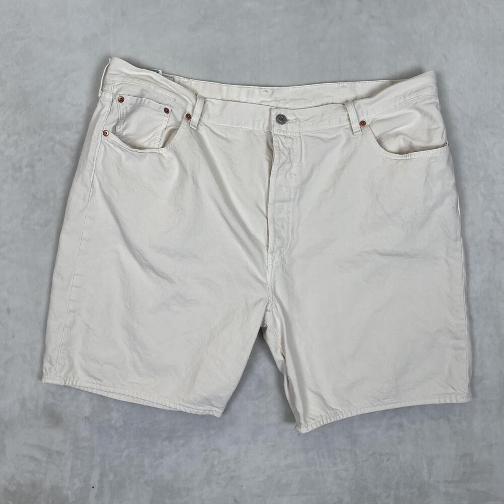 Levi's 501 Denim Shorts Mens 42 Beige White 8 Inseam Button Fly Y2K READ